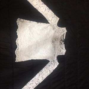 White lace cold shoulder top